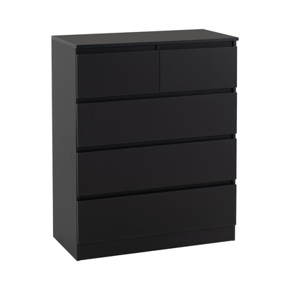 Malvern 3+2 Drawer Chest – Black, Stylish Storage Solution