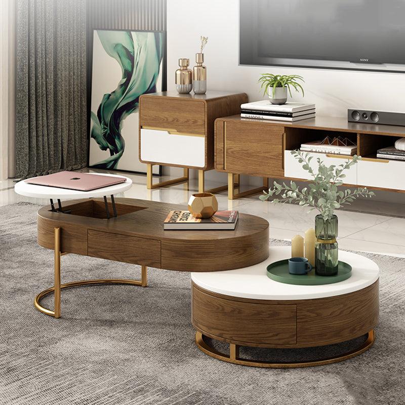 Lyra Coffee Table, Walnut & White With Matching TV Stand