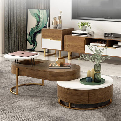 Lyra Coffee Table, Walnut & White With Matching TV Stand