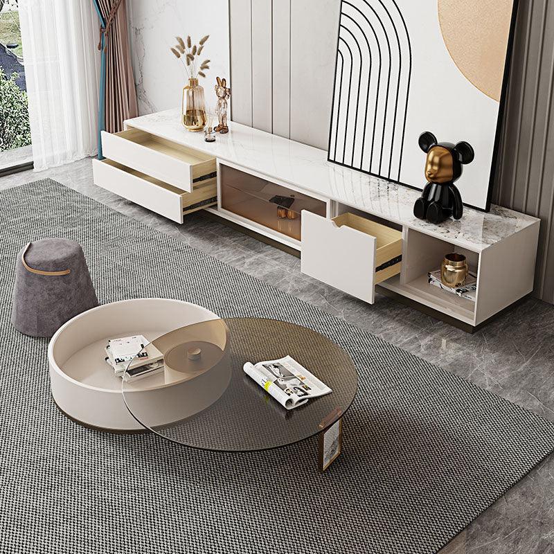 Sogo Round Coffee Table, Rotatable With TV Stand