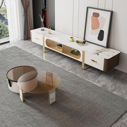 Hopetree White Coffee Table Set With TV Stand