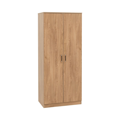 Dakota 2 Door Wardrobe – Oak Effect | Compact Hanging Storage