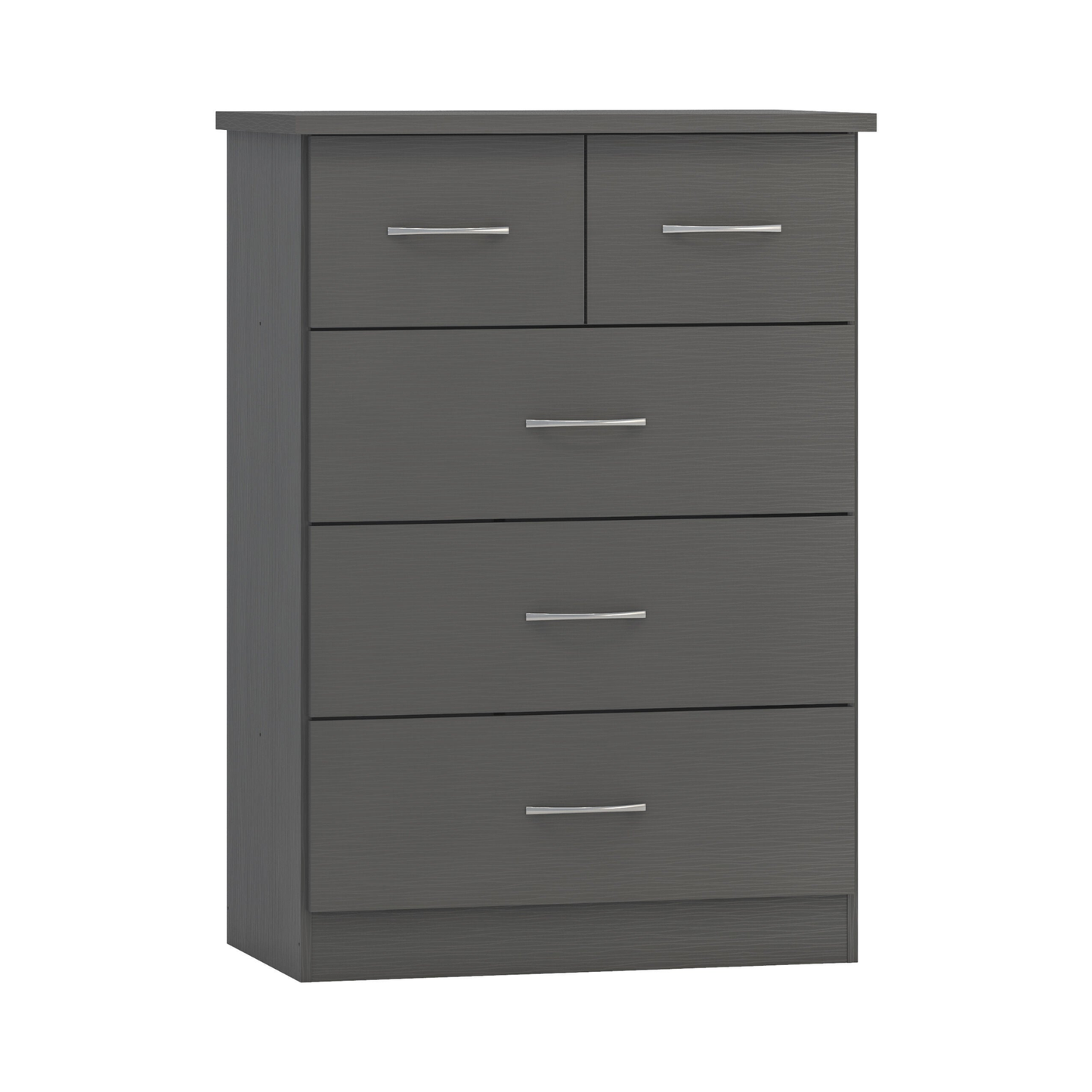 Nevada 3+2 Drawer Chest - 3D Effect Grey