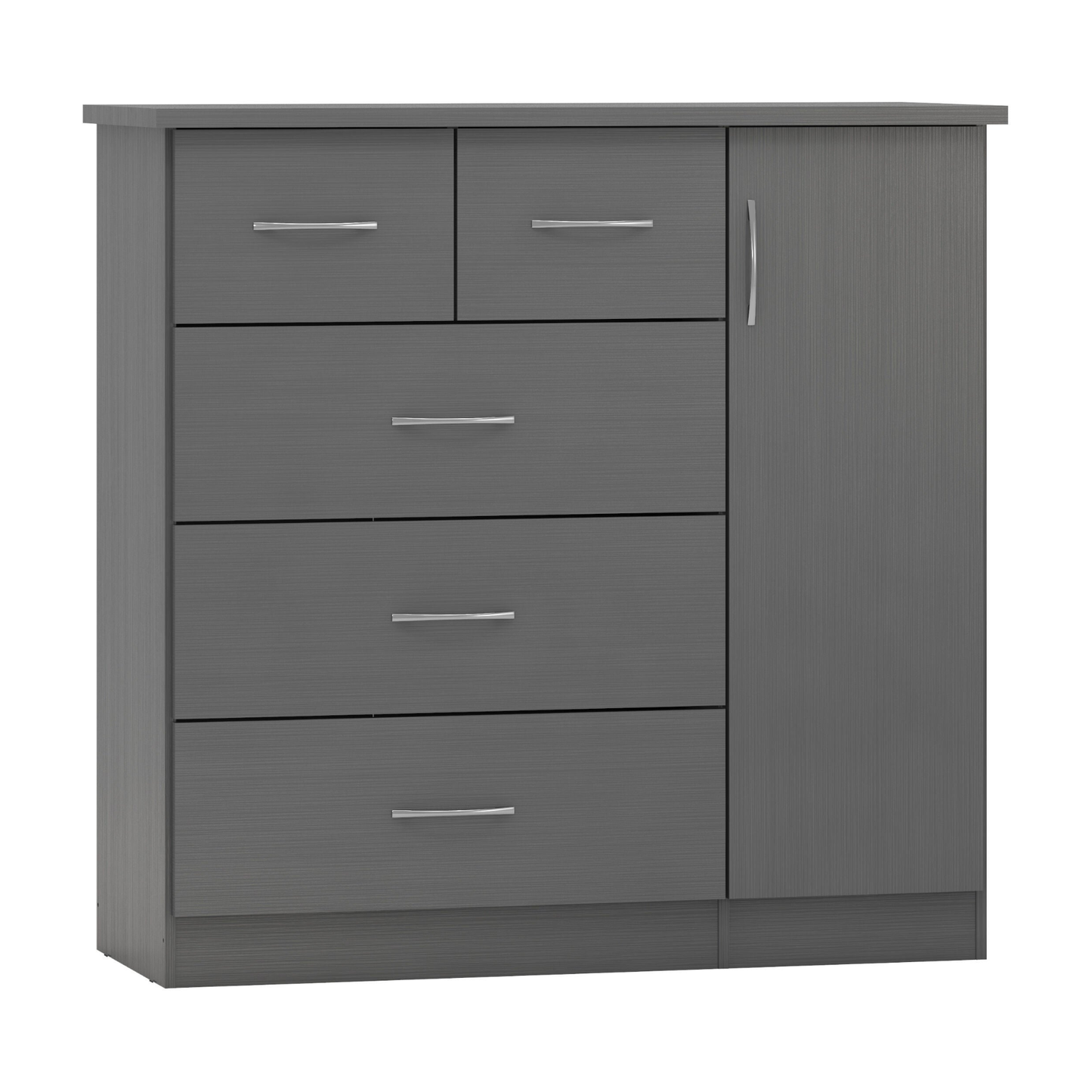 Nevada 5 Drawer Low Wardrobe - 3D Effect Grey