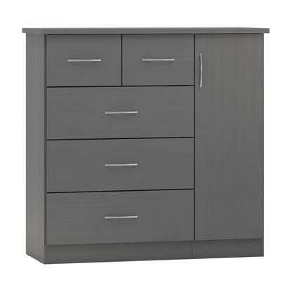 Nevada 5 Drawer Low Wardrobe - 3D Effect Grey