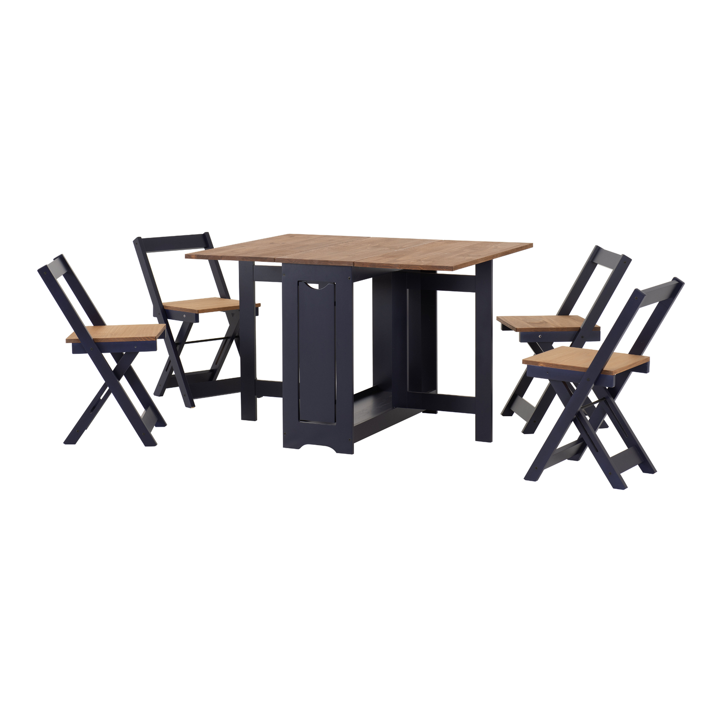 Santos Butterfly Dining Set - Navy Blue/Pine (4 Chairs)