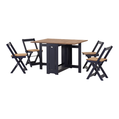 Santos Butterfly Dining Set - Navy Blue/Pine (4 Chairs)