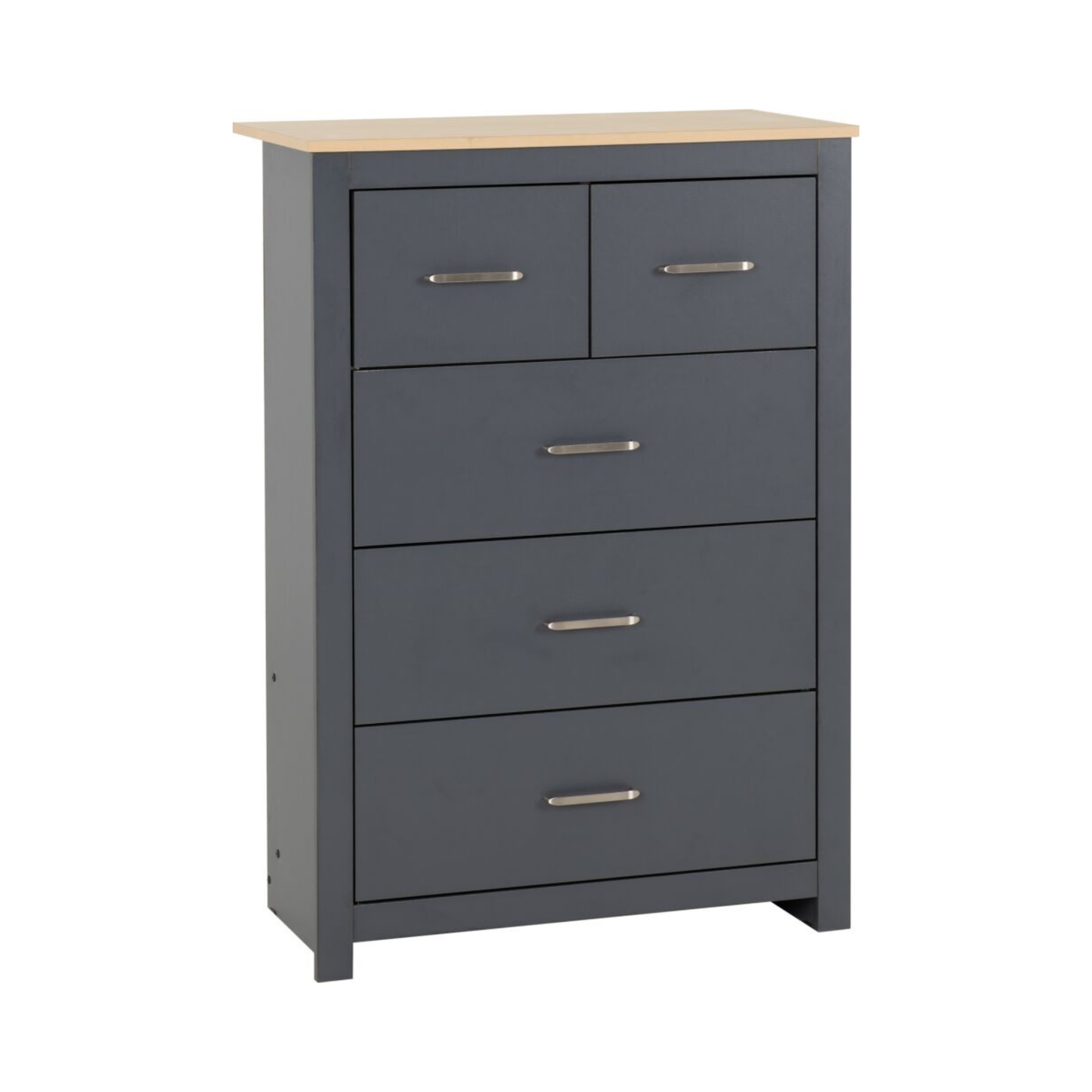 Portland 3+2 Drawer Chest - Grey/Oak Effect
