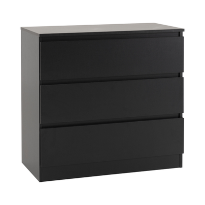Malvern 3 Drawer Chest – Black, Stylish Bedroom Storage