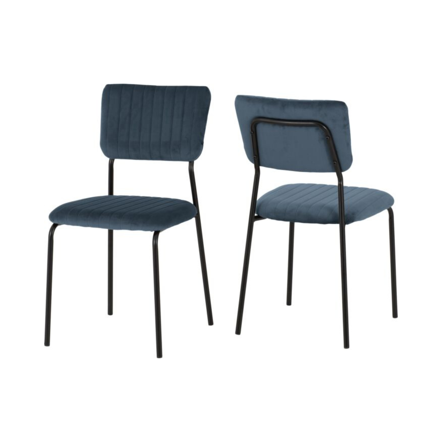 Sheldon Dining Chair Set - Navy Blue Velvet Fabric (Pack of 4)