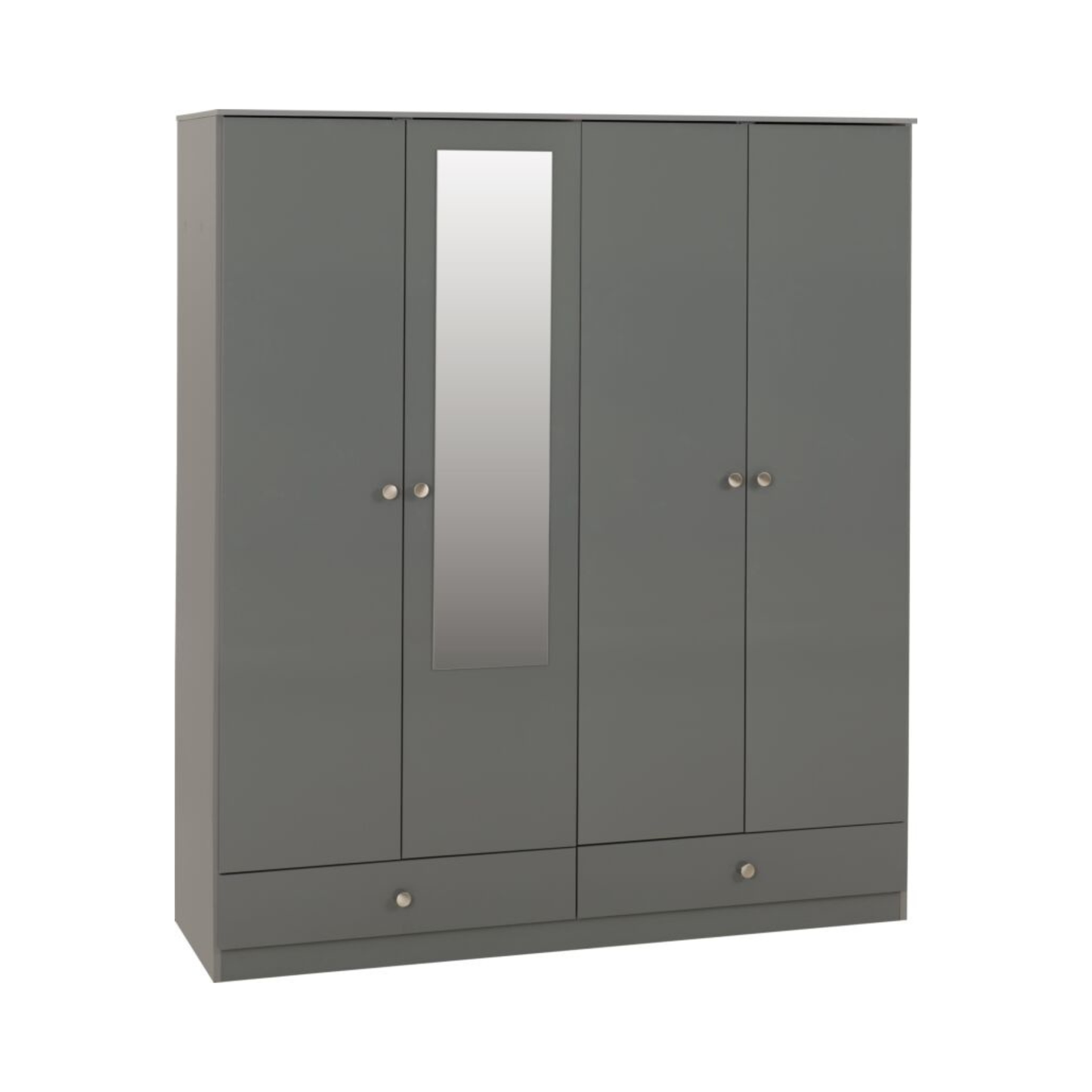 Denver 4 Door 2 Drawer Mirrored Wardrobe – Grey Gloss