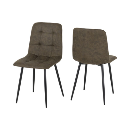 Fenton Dining Chair - Olive Green Suede Fabric (Set of 2)