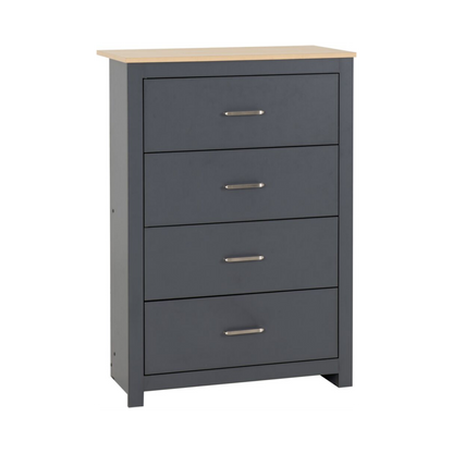 Portland 4 Drawer Chest - Grey/Oak Effect