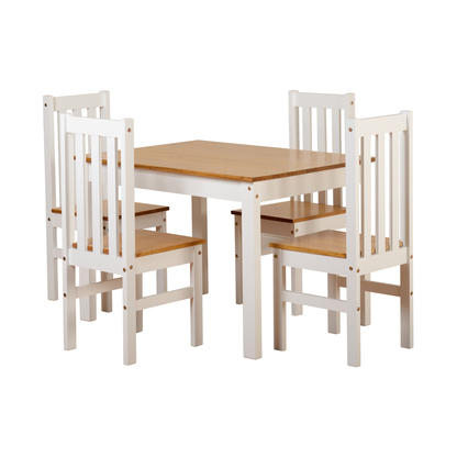 Ludlow 1+4 Dining Set - White/Oak Effect