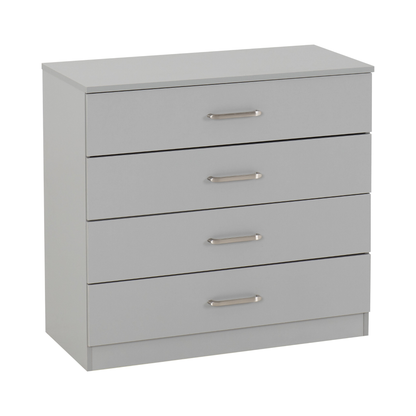 Dakota 4 Drawer Chest – Light Grey, Stylish Bedroom Storage