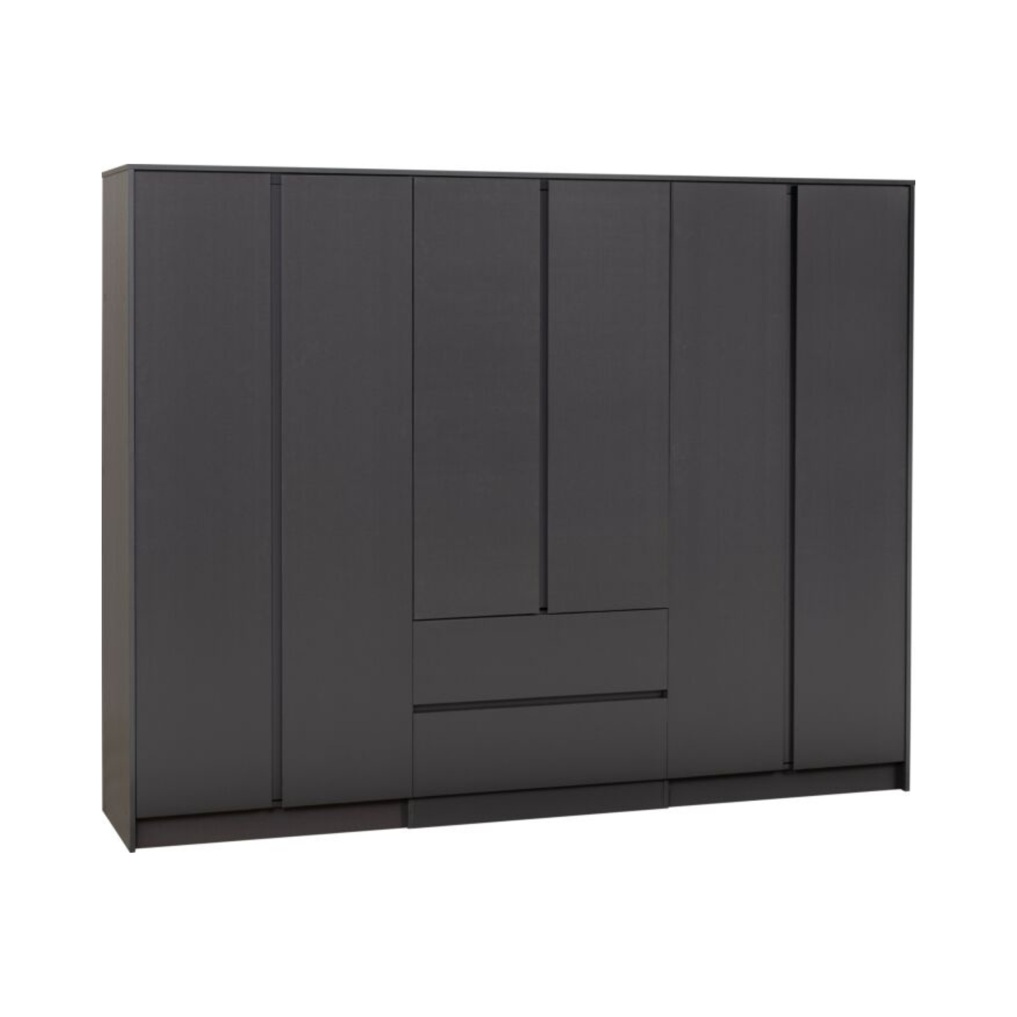 Malvern 6 Door 2 Drawer Wardrobe – Grey Modern Storage