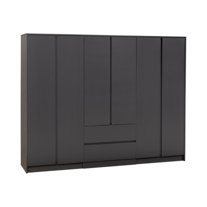 Malvern 6 Door 2 Drawer Wardrobe – Grey Modern Storage
