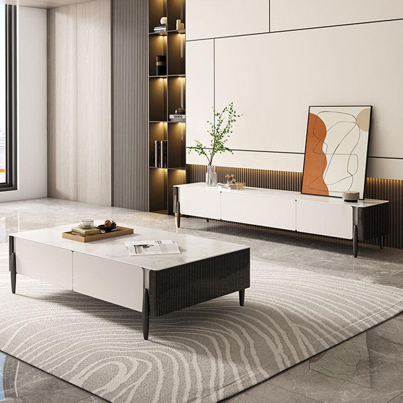 LUOLUO Rectangular Coffee Table With TV Stand