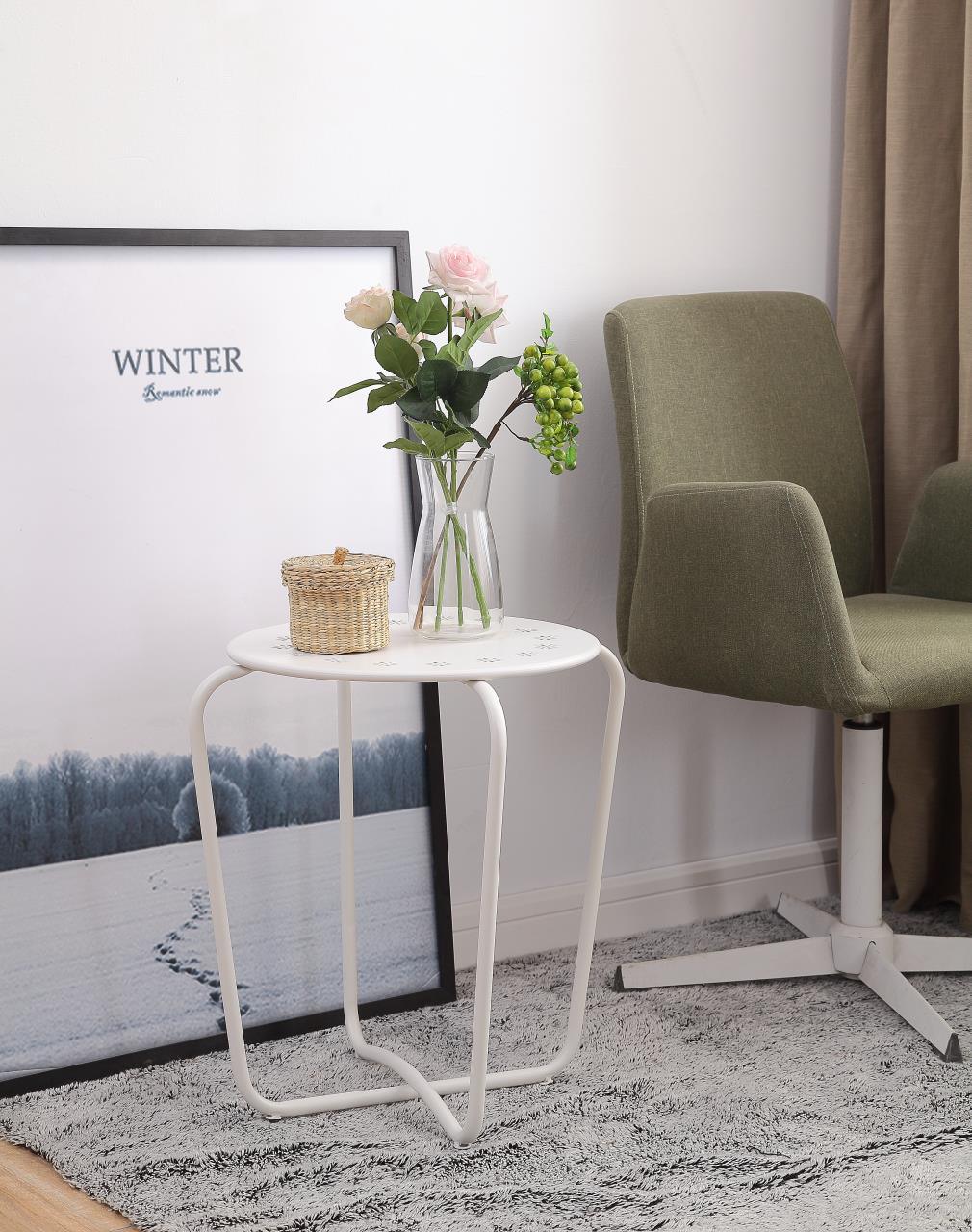 Ellis Round Coffee Table ,White & Green