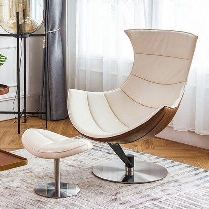 Lobster Lounge Chair With Ottoman, Walnut Texture, Armchair,