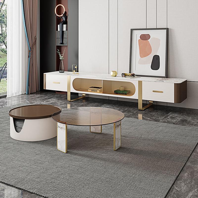Hopetree White Coffee Table Set With TV Stand