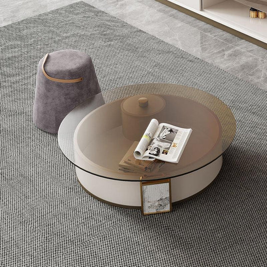 Sogo Round Coffee Table, Rotatable With TV Stand