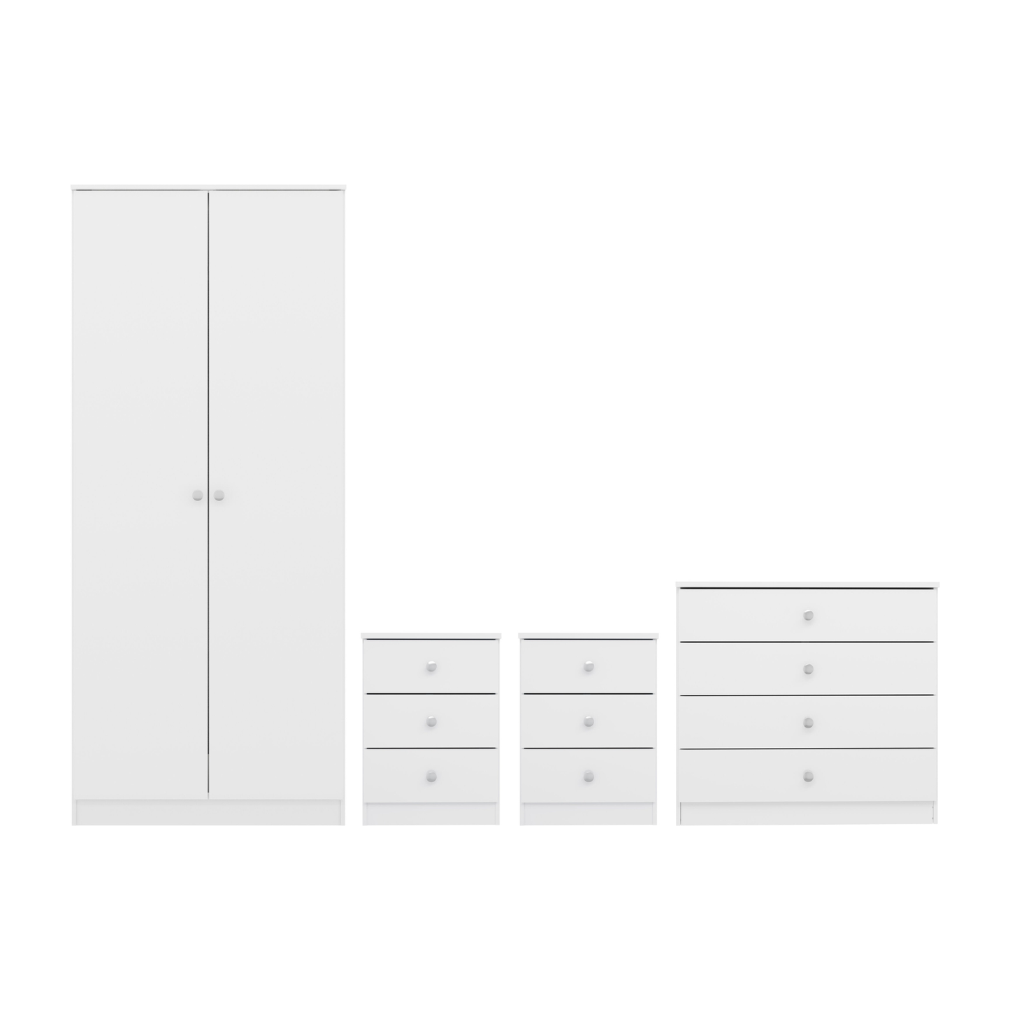 Denver 2 Door Wardrobe Bedroom Set White Gloss