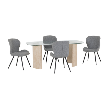 Modena & Quebec Dining Set - Cream/Grey PU (4 Chairs)