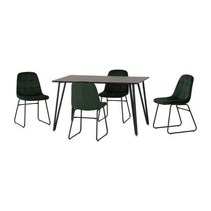 Marlow & Lukas Dining Set - Black Marble/Emerald Velvet