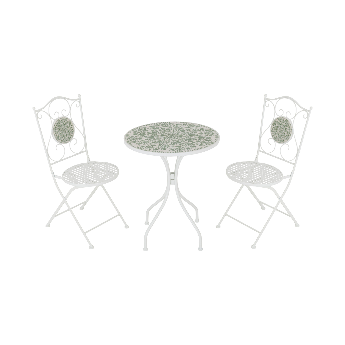 Ferne Patio Dining Set - White/Green Leaf