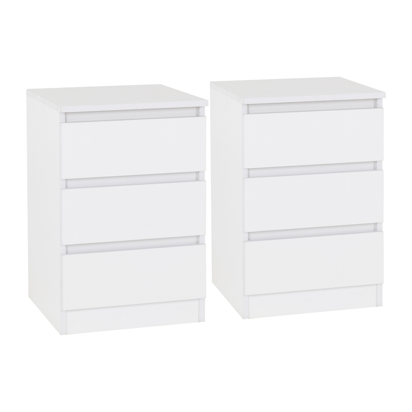Malvern 3 Drawer Bedside x2 – White Storage