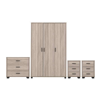 Oliver 3 Door Wardrobe Bedroom Set – Light Oak Effect