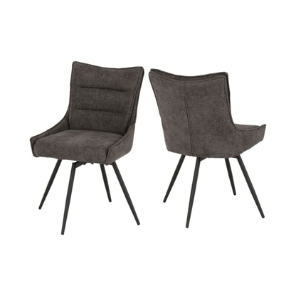 Lewis Swivel Dining Chair - Grey Fabric (Set of 2)