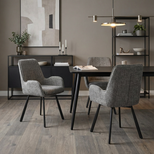 Amelia Pack of 2 Swivel Dining Chairs – Grey Chenille Fabric