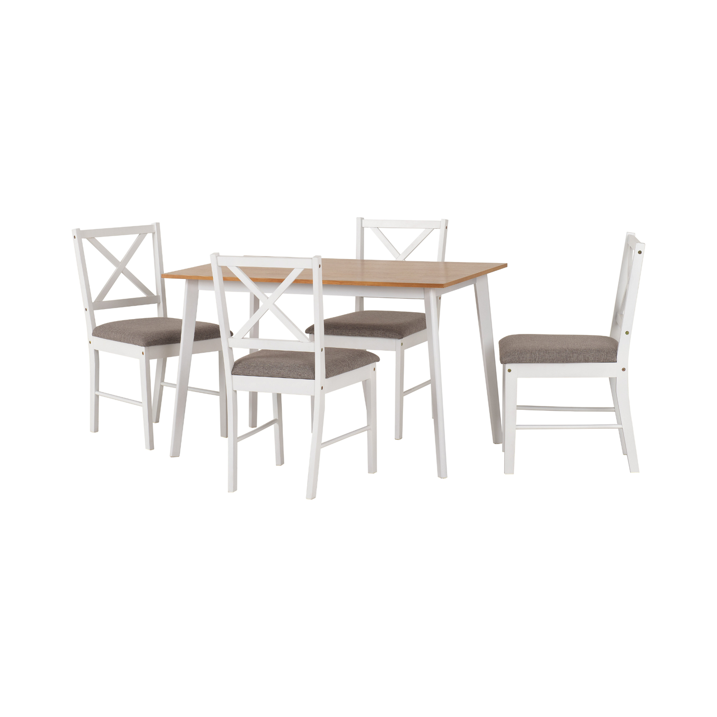 Balfour 1+4 Dining Set - White, Oak Effect & Grey Fabric