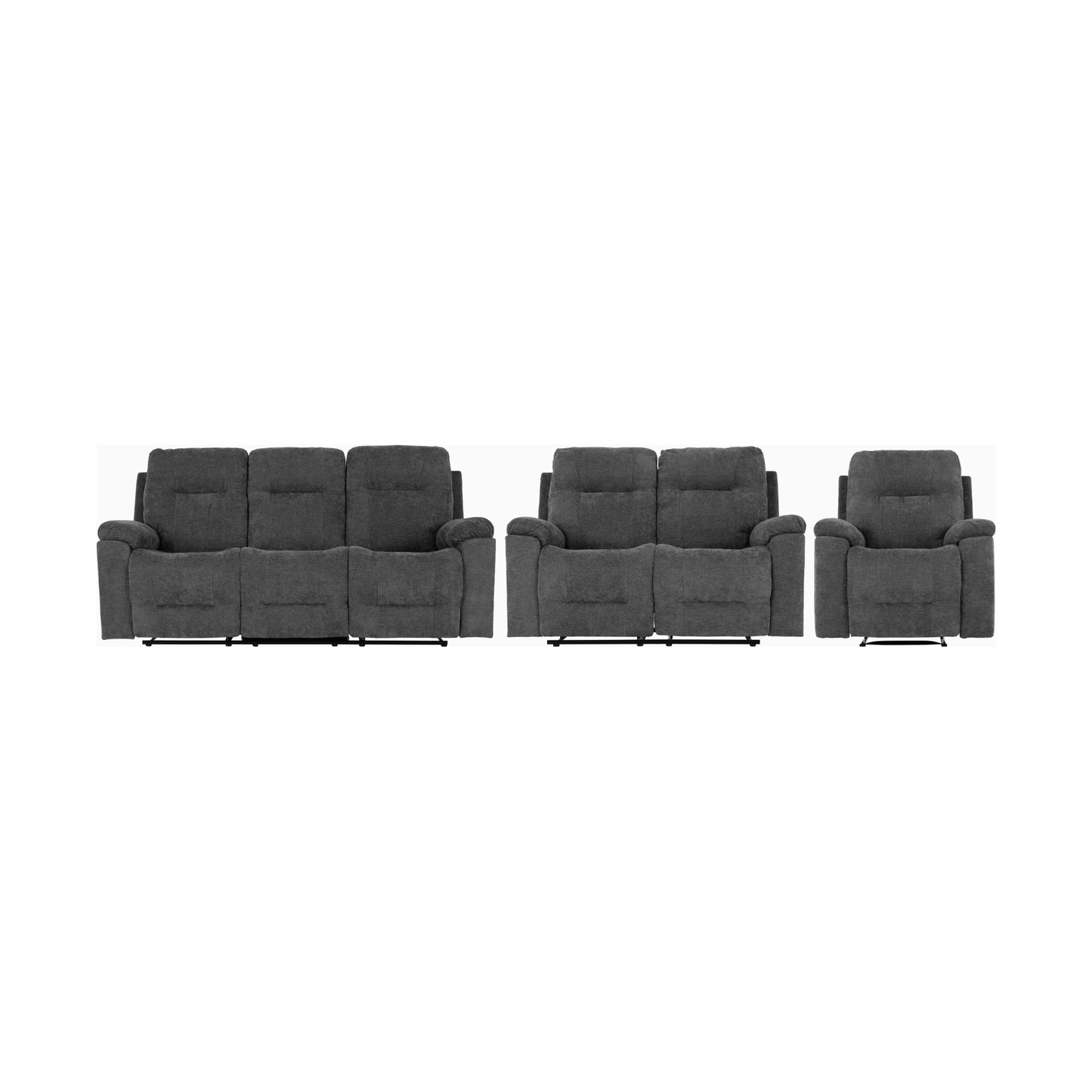Guildford 3+2+1 Recliner Suite - Grey Fabric