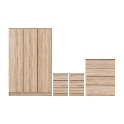 Malvern 3 Door Wardrobe Bedroom Set Sonoma Oak Effect