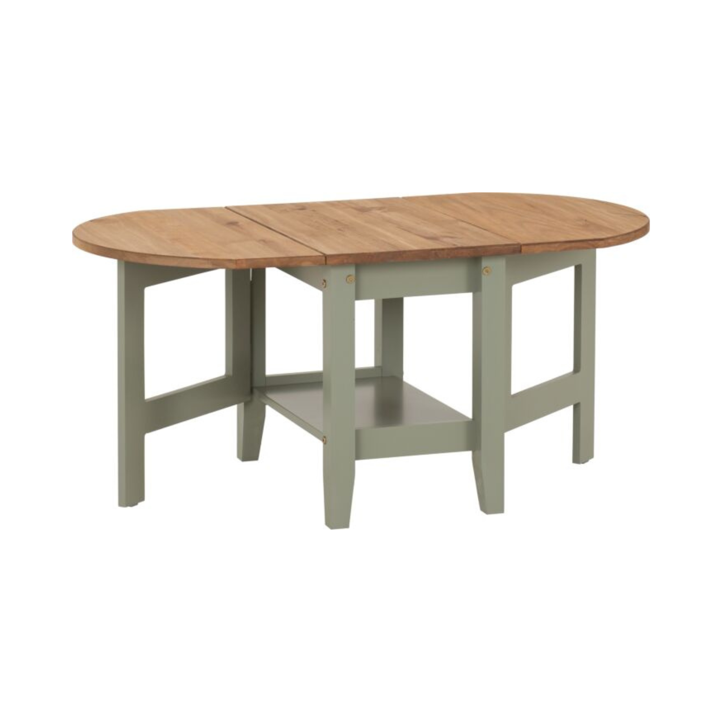 Santos Drop Leaf Coffee Table - Green Distressed Waxed Pine, Space-Saving Design