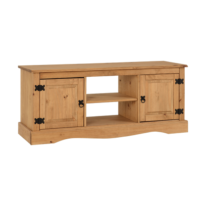 Corona 2 Door TV Unit - Distressed Waxed Pine