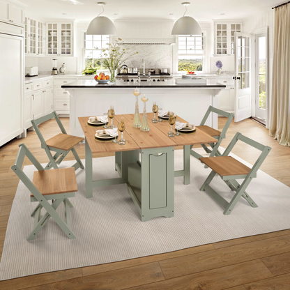 Santos Butterfly Dining Set - Green/Distressed Pine (4 Chairs)