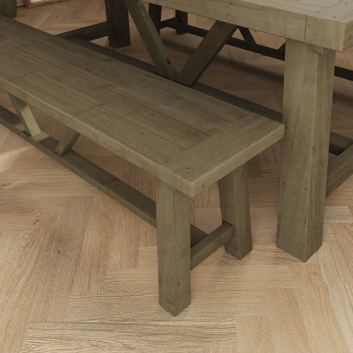 Saltash 1.4m Dining Bench – Solid Reclaimed Natural Pine