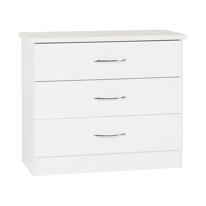 Nevada 3 Drawer Chest - White Gloss