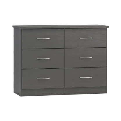 Nevada 6 Drawer Chest - 3D Effect Grey