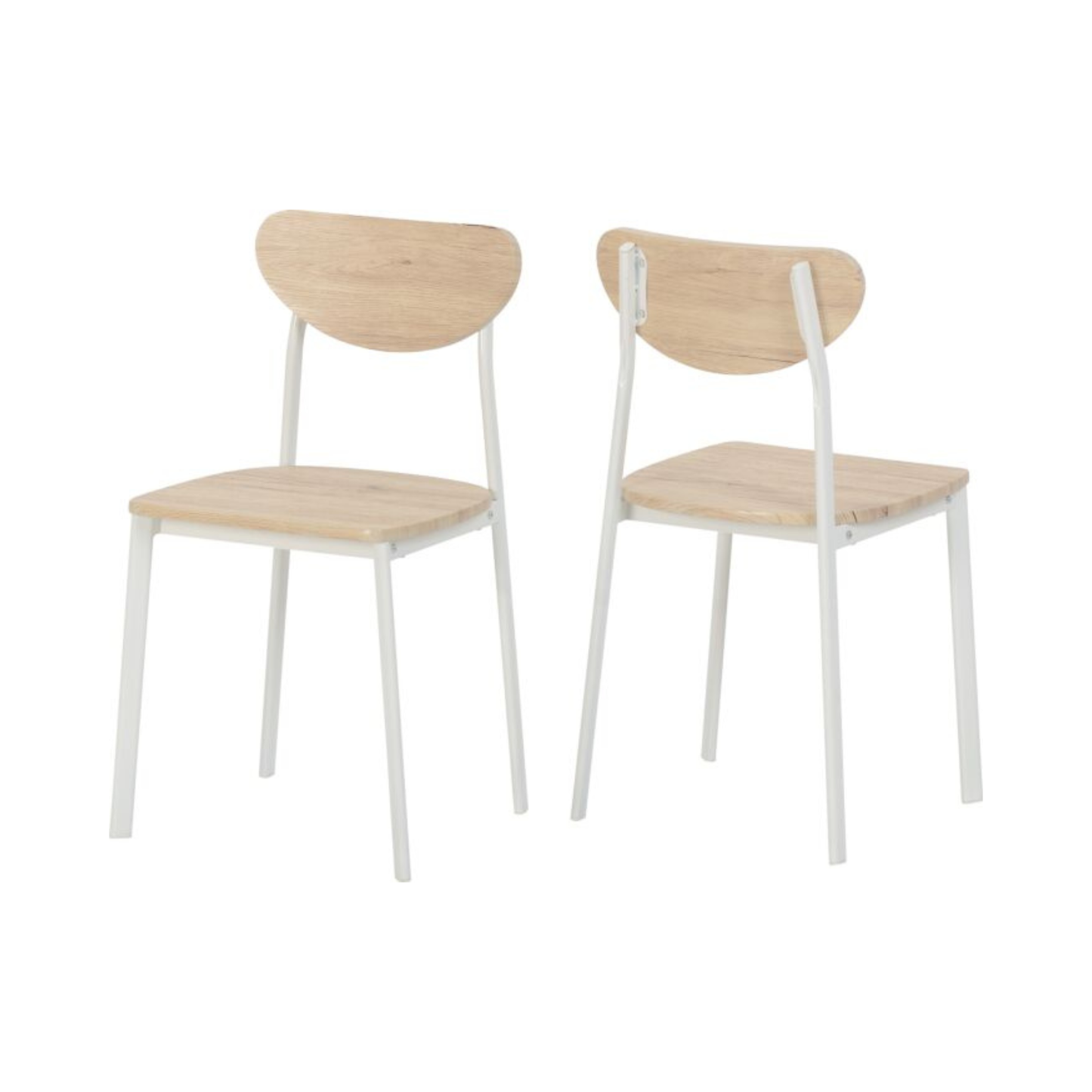 Riley Dining Chair Set - White/Light Oak Effect Veneer (Pair)