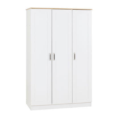 Portland 3 Door Wardrobe - White/Oak Effect