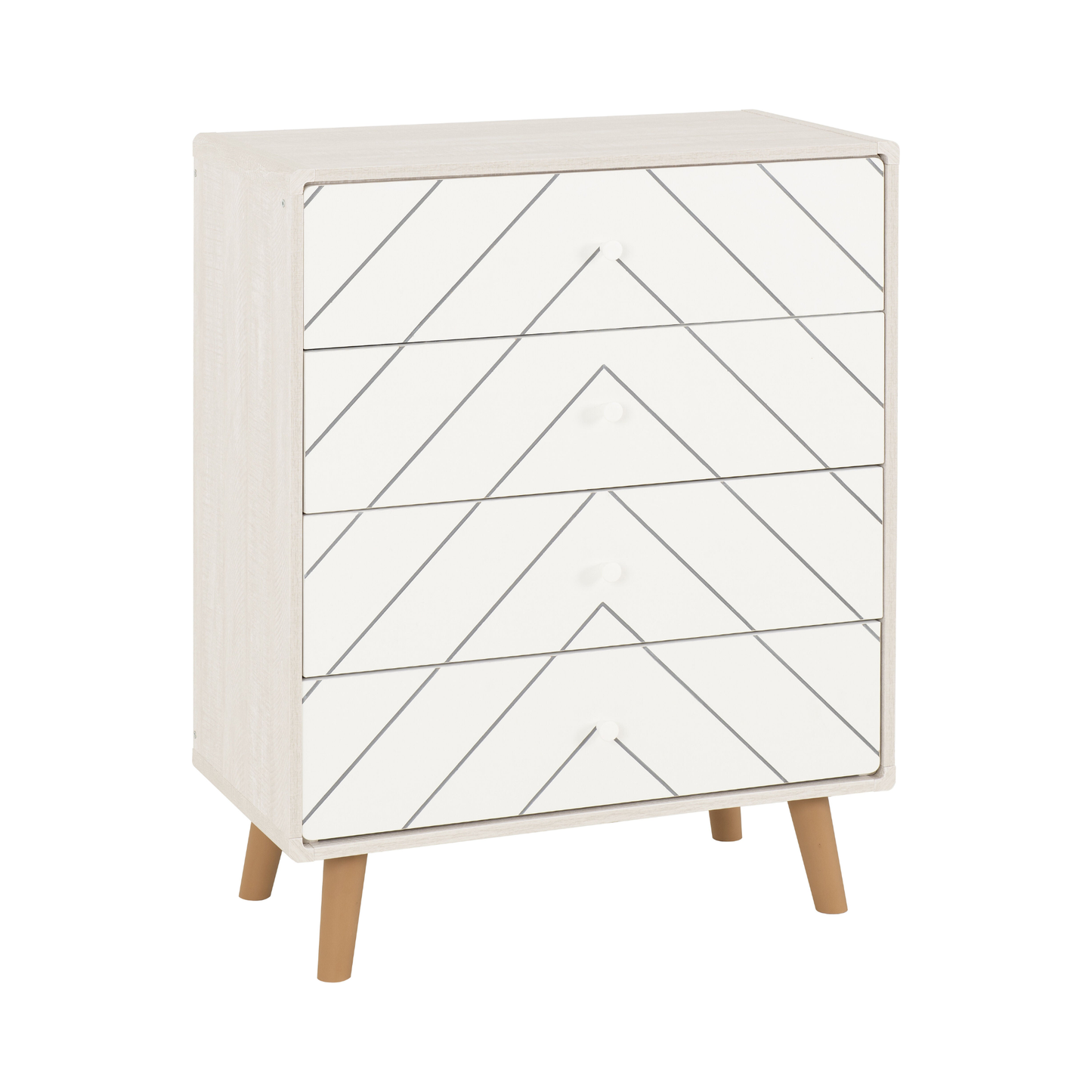 Dixie 4 Drawer Chest – Dusty Grey/White, Modern Bedroom Storage