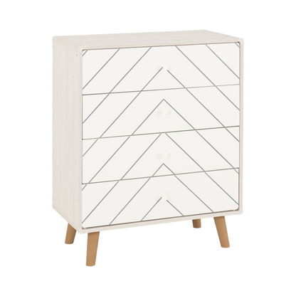 Dixie 4 Drawer Chest – Dusty Grey/White, Modern Bedroom Storage