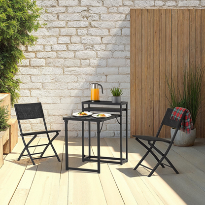 Foldaway 1+2 Garden Set - Black Metal Frame
