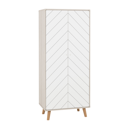 Dixie Trio Set Dusty Grey/White Wardrobe Chest & Bedside