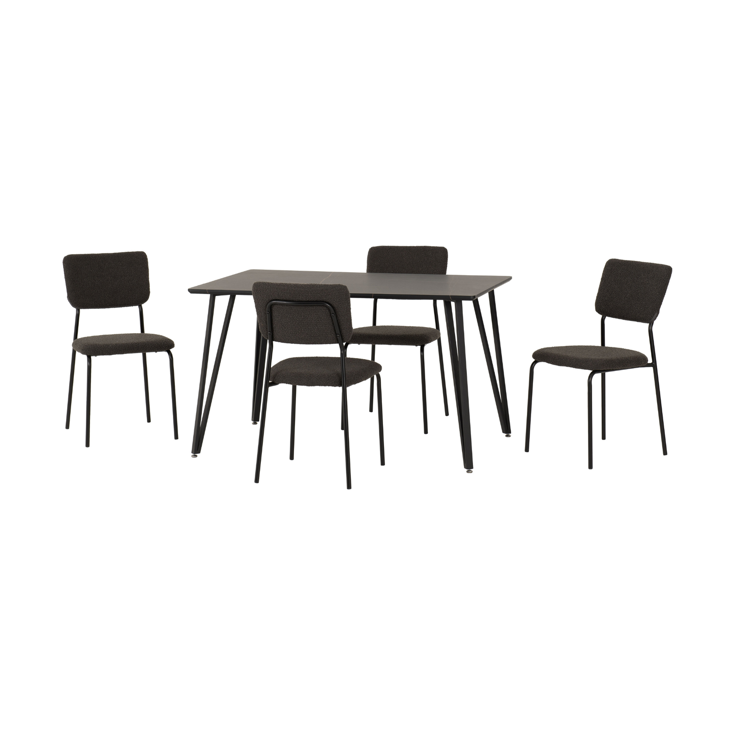 Marlow & Sheldon Dining Set - Black Marble (4 Chairs)